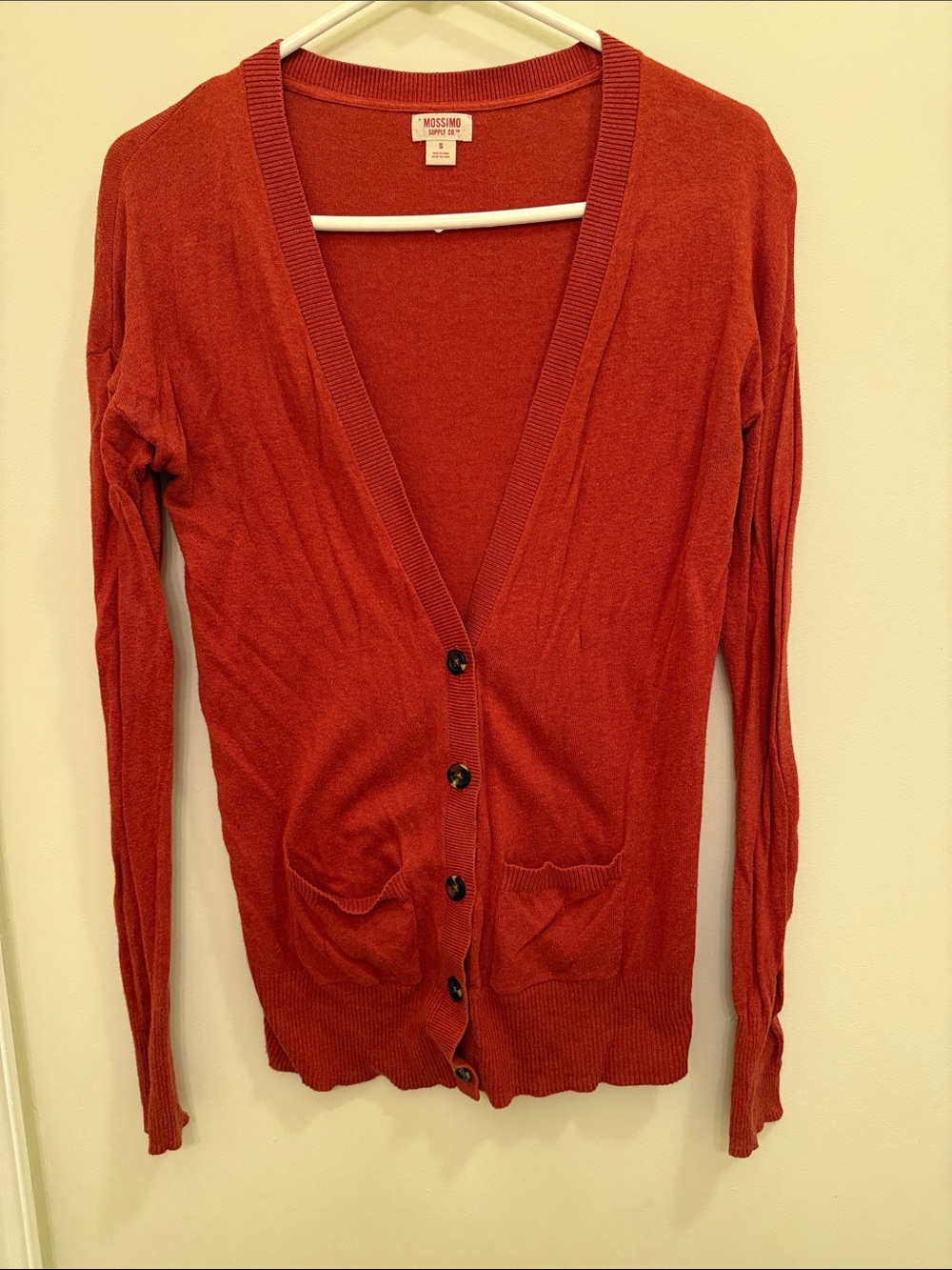 Mossimo Supply Co. rust-orange V-neck button cardigan